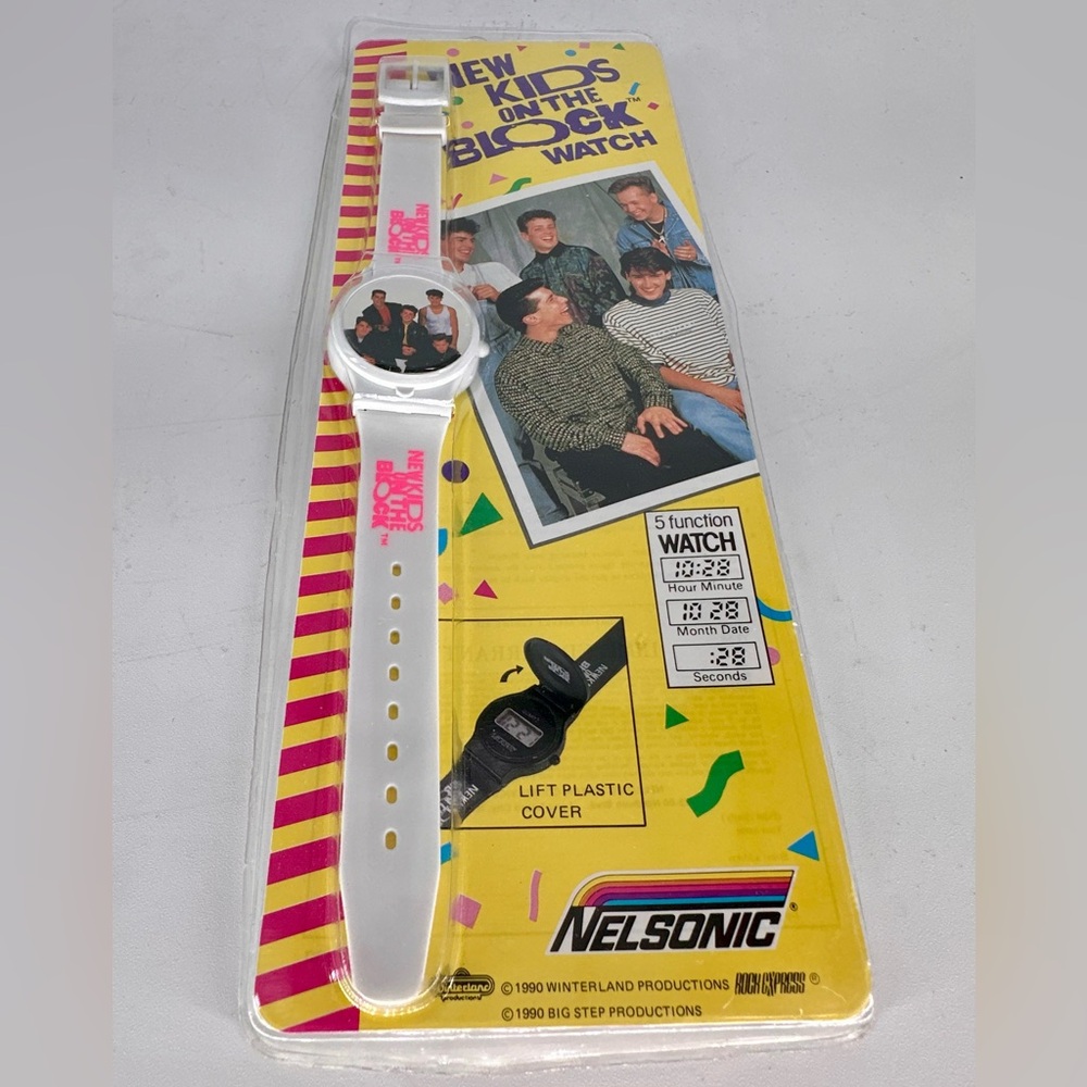 Vintage 1990 New Kids On The Block Digital Watch By Nelsonic White New!